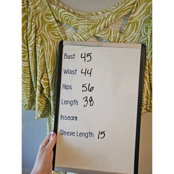 Daily Practice by Anthropologie Flounced Tunic Dress green white modal sz large - Picture 9 of 9